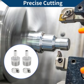 X AUTOHAUX 304 Stainless Steel Hose Barb Fittings 33/64" OD 1" BSPT Male Thread Compression Fitting for Air Water Oil Gas Fuel 1 Set Silver Tone