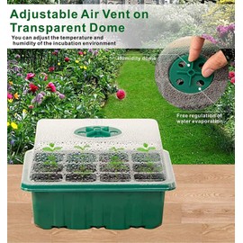 ZENSUKYE Maceta Tipo Semillero con Tapa, 10 Piezas Bandejas Semilleros de Germinacion de Plastico, 12 Agujeros Invernadero Bandejas de Cultivo con Etiquetas de Plantas Herramientas de Jardín