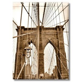 Brooklyn Bridge NYC Magnet – Sepia Photo of Bridge Ropes – 3.5x2.5 Inch Metal Fridge Magnet – New York City Souvenir by ArtMalore