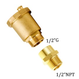 Joywayus - Kit de válvula de flotador automática de latón de 1/2 pulgadas G válvula de ventilación de liberación de purga de aire y adaptador de conector de conexión de tubería macho NPT de 1/2