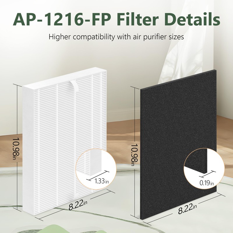 VALZONE AP-1216-FP Replacement Filter for Coway AP-1216L Purifier, Include 2