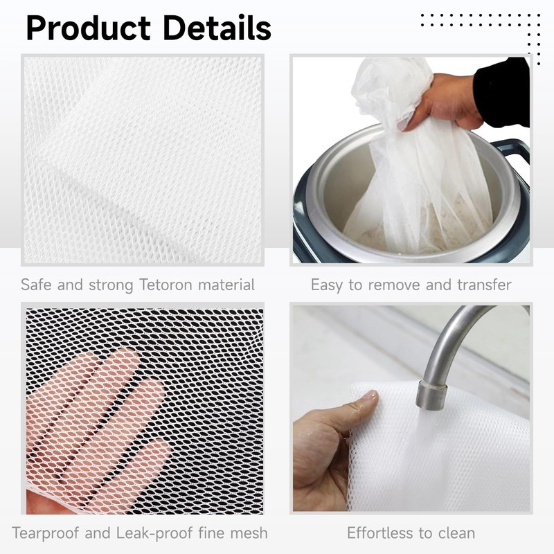 6 Pcs Tetoron Reusable Rice Cooking Nets Fine Mesh Non