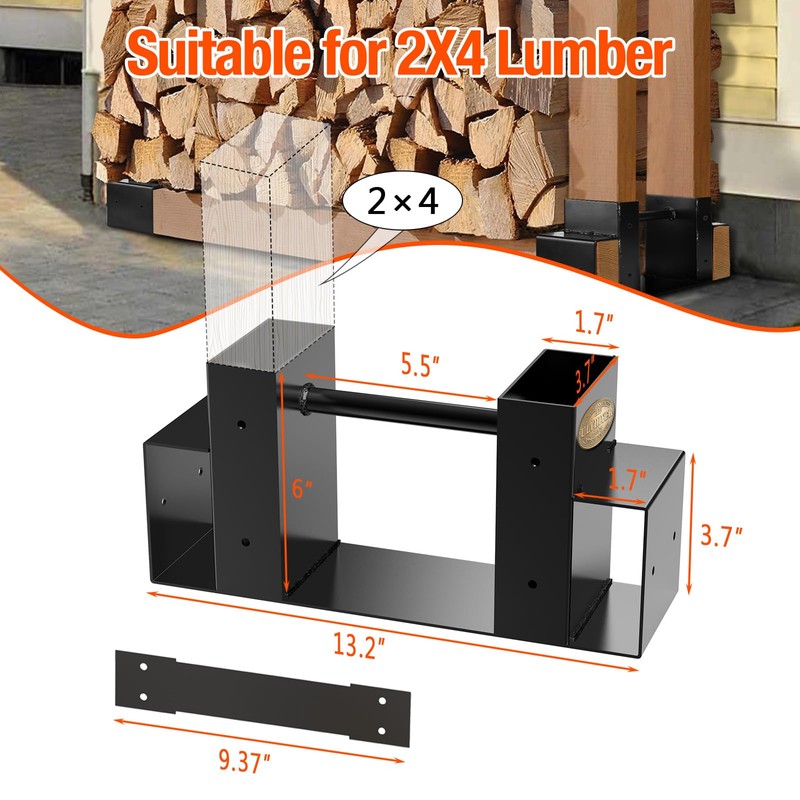 Ultdiyer Firewood Rack Outdoor Log Storage Bracket Kit,Heavy Duty Fire