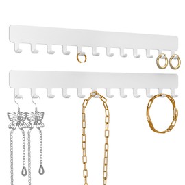 Josmimic Necklace Holder Hanging Jewelry Organizer - Jewelry Organizer for Necklace, Self-Adhesive Necklace Organizer, Wall Jewelry Organizer,2 PCS, White