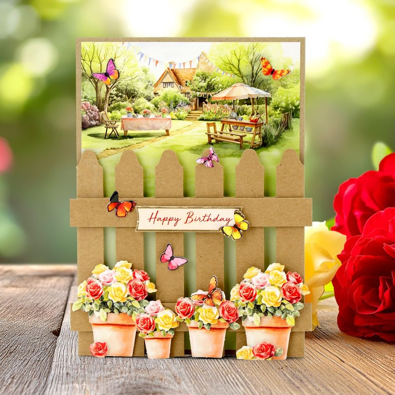 Katy Sue White and Kraft Picket Fence Shaped 5 x