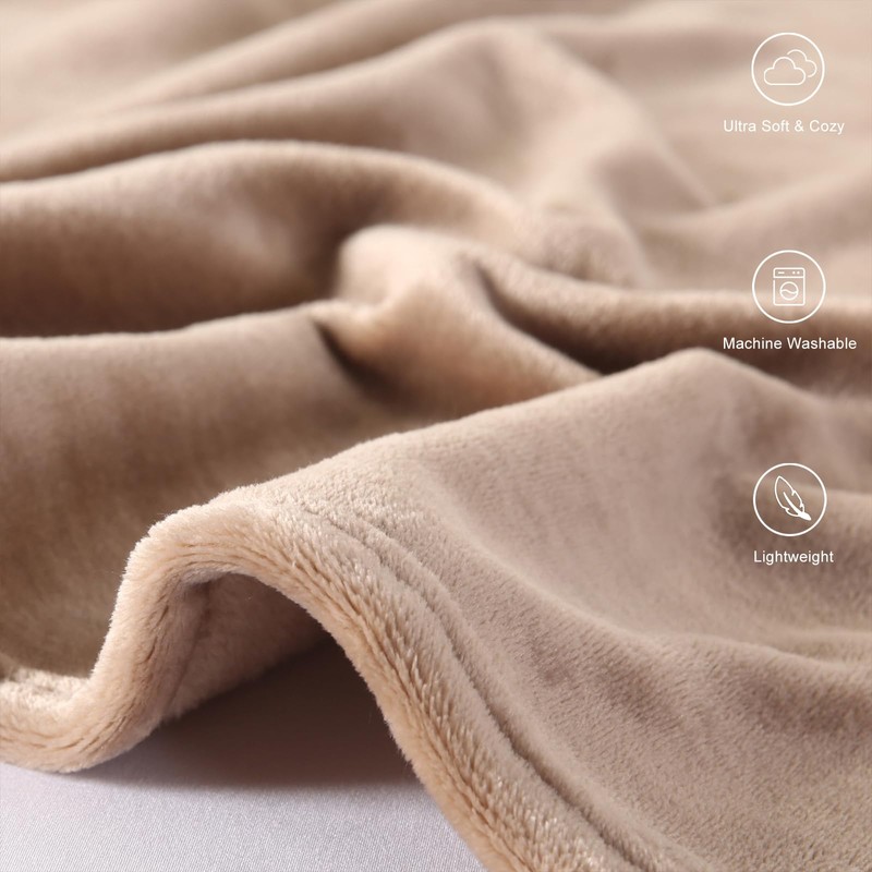 TASTHROW Light Coffee Cuddly Blanket, Fluffy Blanket, Fleece Blanket, 130