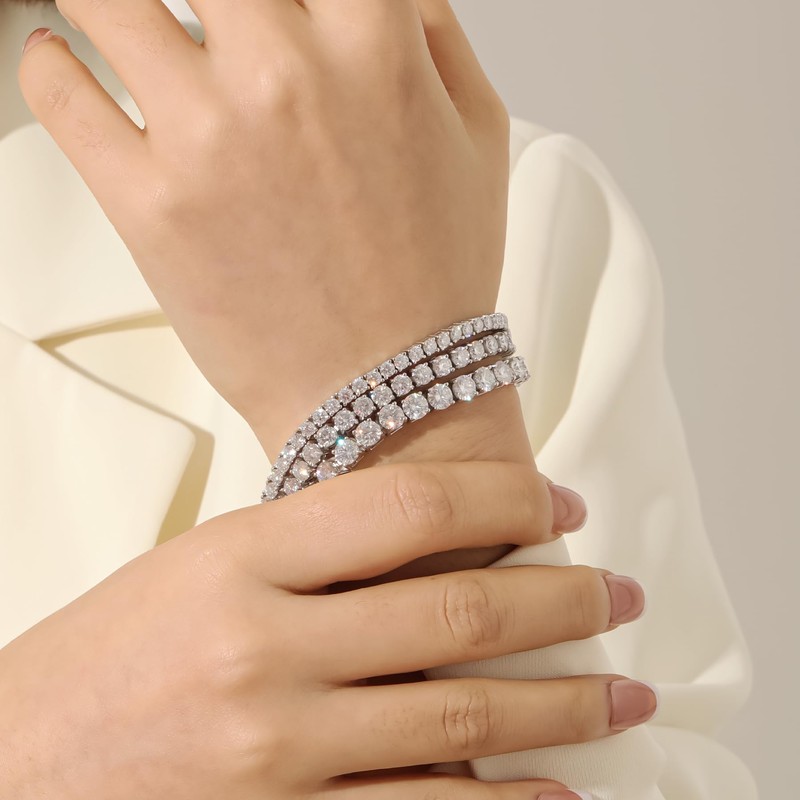 ReyFolop Moissanite Tennis Bracelet for Women - 18K White Gold