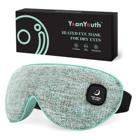 YoanYouth Heated Eye Mask for Dry Eyes, FSA Eligible HSA, Cordless Warm Compress for Eyes, Light Blocking Eye Heating Pad, Styes, Sleep, Cover Washable, Rechargeable, Light Blue