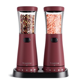 Electric Salt and Pepper Grinder Set with Storage Base, Stainless Steel Rechargeable Salt and Pepper Grinder Set with 4.5 oz Large Capacity, 1.8" Wide Mouth, Adjustable Coarseness, Ideal for Kitchen