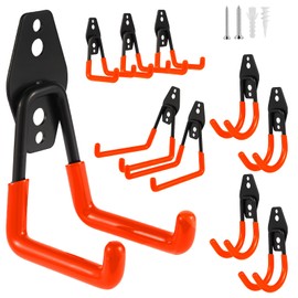 ZexHok Steel Garage Hooks Wall Tool Organizer, 10 Pack Garage Storage Hook Heavy Duty Utility Storage Hangers Orange for Ladders, Ropes, Garden Tools
