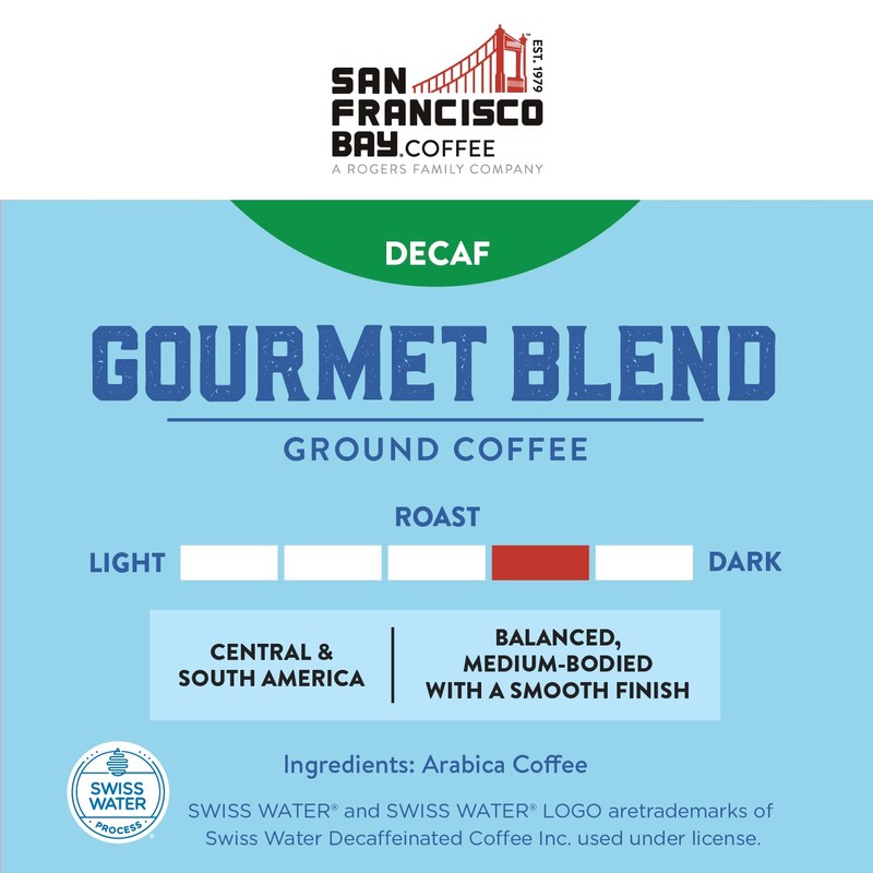 SF Bay Coffee DECAF Gourmet Blend 28 oz Bag, Ground