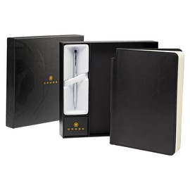 Cross Classic Century Chrome Refillable Ballpoint Pen and Medium Lined Journal Gift Set, Includes Premium Gift Box - Classic Black