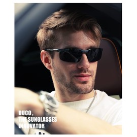 DUCO 8177 Men’s Sunglasses, Polarized Sports Sunglasses, UV400, AL-MG Alloy, Ultra Lightweight Sunglasses for Driving, Cycling, Fishing, Running, Golf, Extra large