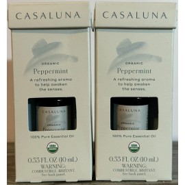 Casaluna Essential Oil Peppermint 2 Bottle Pack 100% Pure .33 Fl oz 10 mL