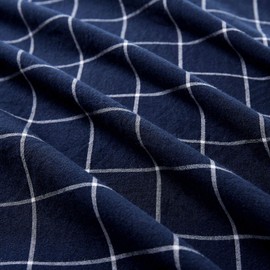 Wake In Cloud - Navy Grid Duvet Cover Set, 100% Washed Cotton Bedding, Navy Blue with White Grid Plaid Geometric Pattern Printed, with Zipper Closure (3pcs, Twin Size)