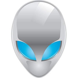 Grey Alien Head Sticker 3" x 1.8"