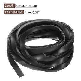 sourcing map sourcing map U Channel Edge Trim, 16.4ft Length Rubber Guard Seal Strip Edge Protector Flat Type Fit for 1mm Edge, (3/16" W x 15/32" H) Black