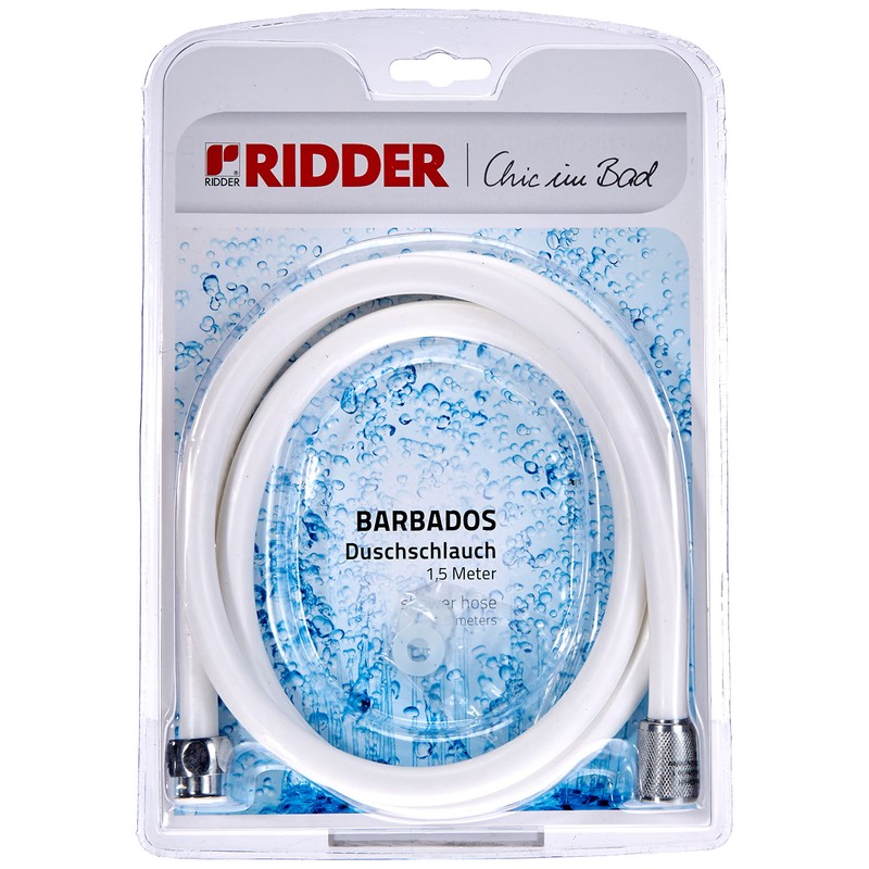 RIDDER Shower Hose Barbados White 1,5 m, 3 Set