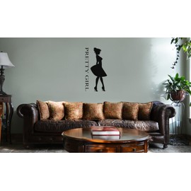 Decal Serpent Pretty Girl Dress Silhouette Vinyl Wall Mural Decal Home Decor Sticker (Black)