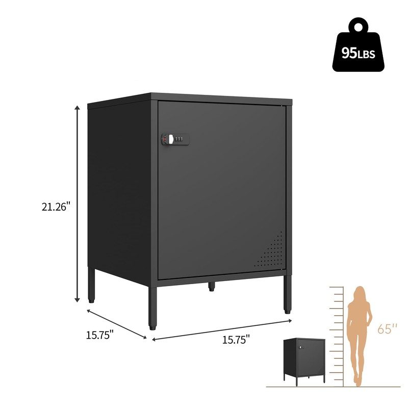 Steehoom Locker Nightstand with Lock and Adjustable Shelf, Dorm Lockable