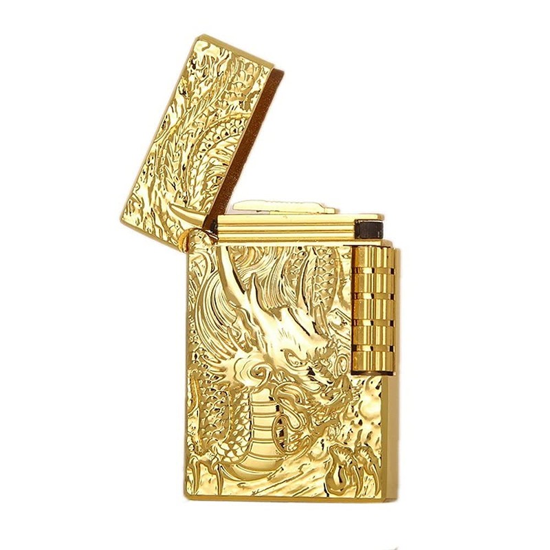 Dragon Carved Open Flame Butane Lighter (Item Will Come Without