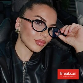 Breaksun Fashion Oval Glasses for Women Men Retro Round Tortoise Frame Blue Light Glasses Nerd Eyeglasses (Z Black)