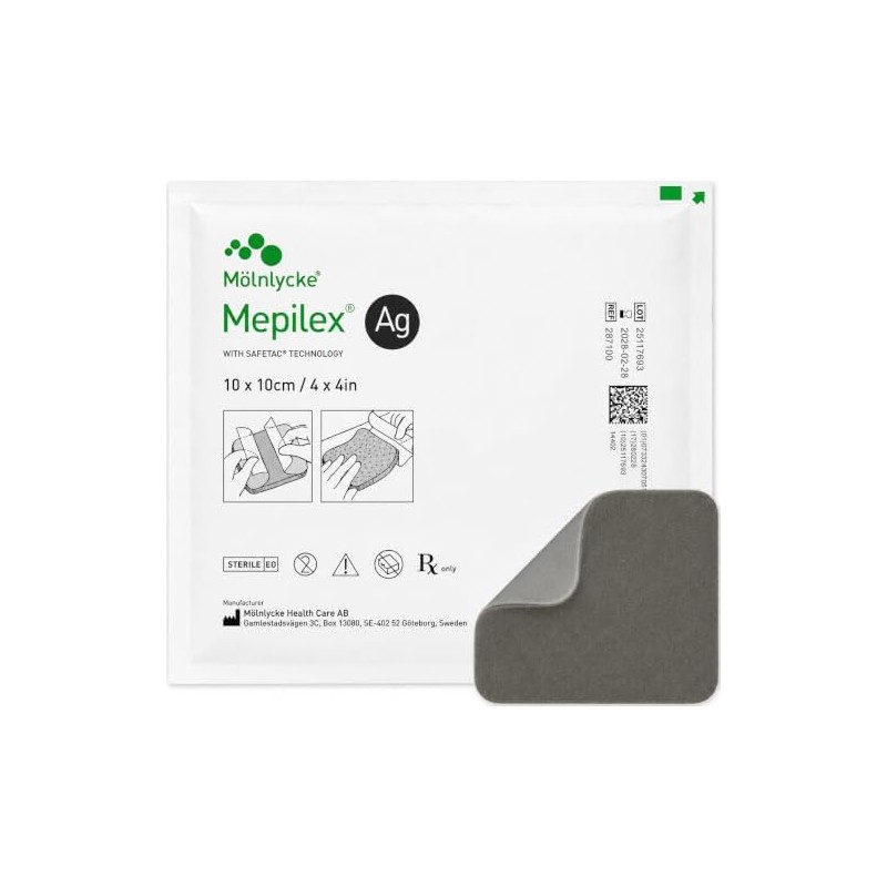 Mepilex Ag 10x10 cm Apósito De Espuma Tecnología Safetac® Espuma