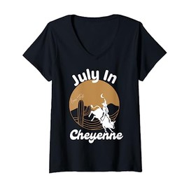 Womens July In Lane Frost Cheyenne V-Neck T-Shirt