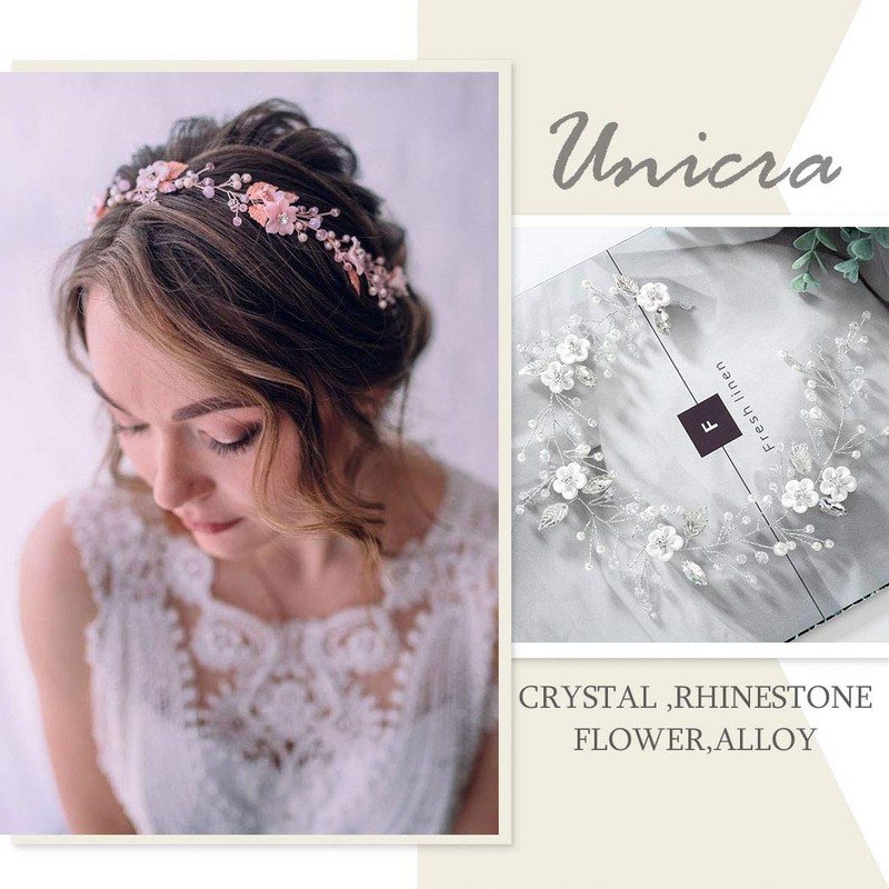 Unicra Bride Wedding Hair Vine Leaf Headband Simple Headpiece Bridal
