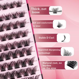 AIWEITA Individual Lashes 120PCS Cluster Lashes Fluffy Wispy False Eyelashes DIY Lash Extensions Eyelash Extensions At Home D Curl Cat Eye Eyelashes 8-16mm Fishtail shape