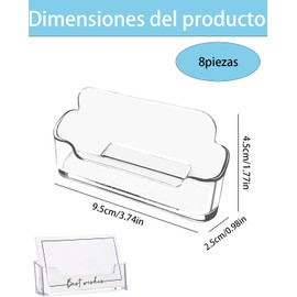 8 Piezas Porta Tarjetas de Presentacion, Soporte para Tarjetas Profesional, Organizador de Tarjetas para Oficinas y Reuniones, Estuche Transparente de 4.5 x 2.5 x 9.5 cm