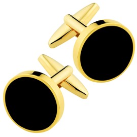 Dannyshi Cufflinks for Men and Tuxedo Shirt Studs Set with Gift Box Stainless Steel Cufflinks (1Pairs Cufflinks-Gold)