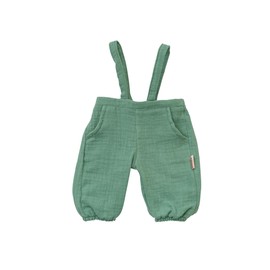Heless 1416 Doll Clothes Made of 100% Organic Cotton, 2-Piece Set with Dungarees in Sage Green and White T-Shirt for Dolls and Cuddly Toys Size 28-35 cm