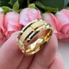 TUTISS 8mm Gold Tungsten Carbide Rings for Men Women Promise