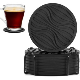 8 PCS Posavasos de Bebidas Portavasos para Mesa,Portavasos de Silicona Antideslizantes con Soporte,Coasters para Hogar, Oficina, Bar, Restaurante,Cafetería