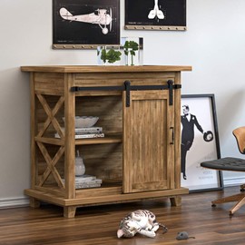 WINSOON 2.5FT Super Mini Sliding Barn Door Cabinet Hardware Kit for Single Door TV Stands Small Wardrobe Cabinets, I Shape Hanger (NO Cabinet)