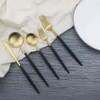 JASHII Luxury Black Gold Flatware, Silverware Sets, 5-Piece Elegant Cute