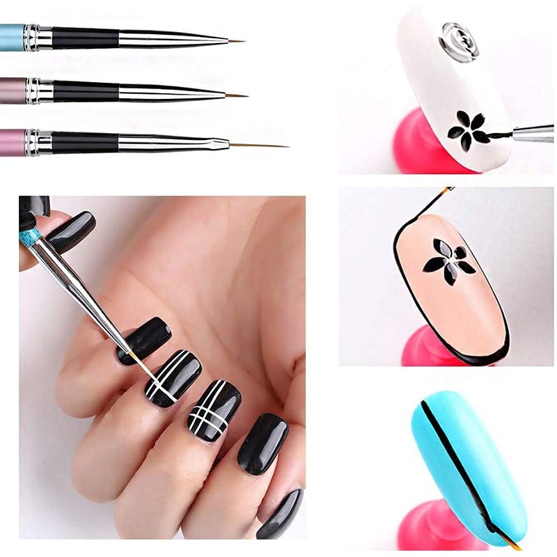 ANCLLO 10pcs Nail Art Brush Set Painting Brush Liner Brush