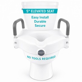 Vive Raised Toilet Seat - 5" Portable, Elevated Toilet Seat Riser & Extender - Elongated and Standard Fit Commode Lifter - Bathroom Safety Extender Assists Disabled, Elderly, Seniors, Handicapped