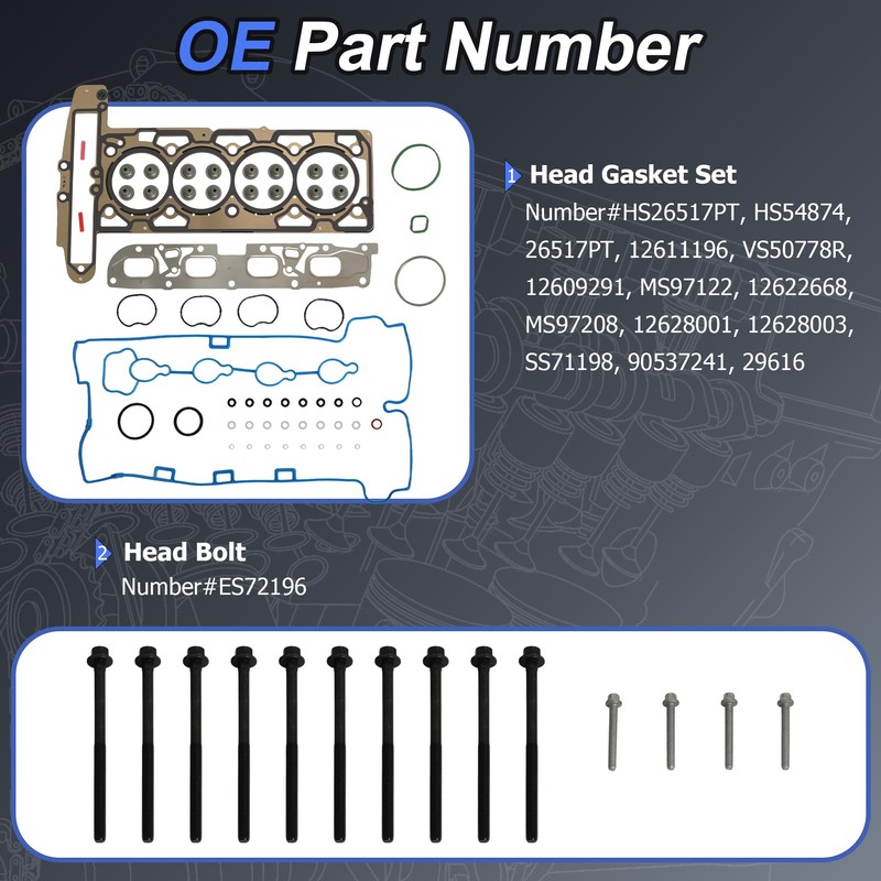 2.4 Ecotec Head Gasket Kit w/Bolts & Valves Fit for