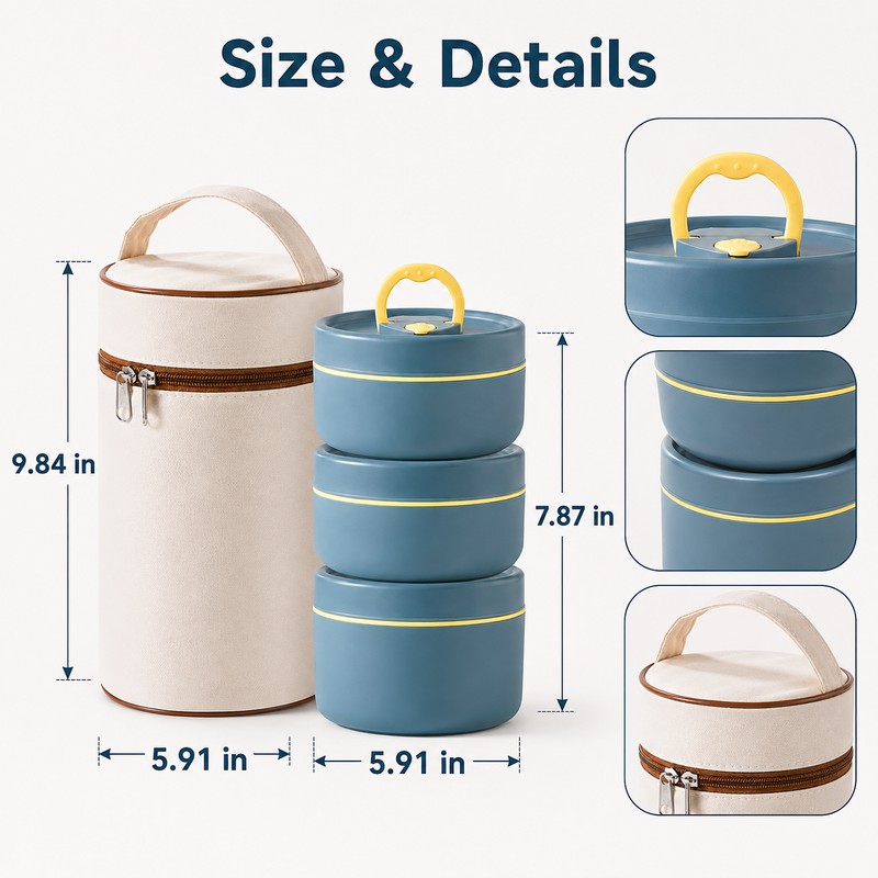 Insulated Lunch Container Set for Adults and Kids - Portable