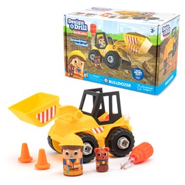 Educational Insights Design & Drill Bolt Buddies Bulldozer - Construction Toys & Toddler Tools, Kids Tool Set with Real Electric Drill Toy, Take Apart STEM Set, Building Kit & Gift for Ages 3+