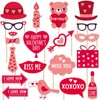 Valentine's Day Photo Booth Props Kit, 20 Pcs Red Wedding