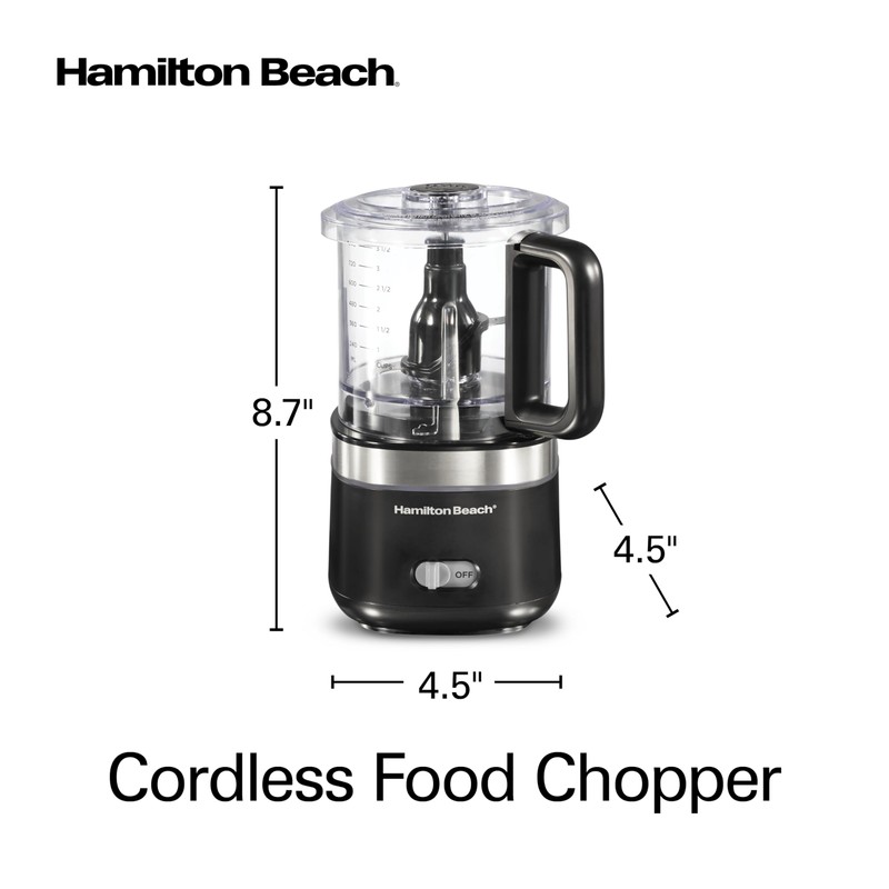 Hamilton Beach Powerful Cordless Mini Food Processor and Vegetable Chopper,