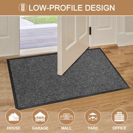 100pointONE Durable Front Door Mat, Heavy Duty Indoor Outdoor Doormat, 48” x 72” Low Profile Outdoor Mats for Home Entrance, Stain and Fade Resistant Shoe Scraper Mat, Ideal for High Traffic Area