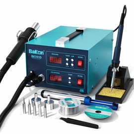 BK701D 700W Soldering Station, 2 In 1 Hot Air Rework & Station Soldering Iron, Soldering Practice Kit For Chips Such As QFP, SOP, PLCC or SOJ (BK701D)