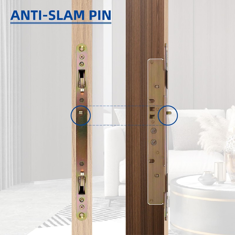 Hoconnie 11-3/4" Multi-Point Mortise Lock with Face Plate for Sliding