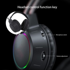Lightweight Gaming Headset with Detachable Cat Ears, Noise Concealing RGB Headphone with Mic, Adjustable Headband Wired PC Gaming Headset for Laptop, Computer, Tablets