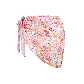 ZAFUL Women's Sarong Coverups Beach Wrap Sheer Bikini Wraps Chiffon Cover Ups for Swimwear, 5-light Pink Florals, One Size