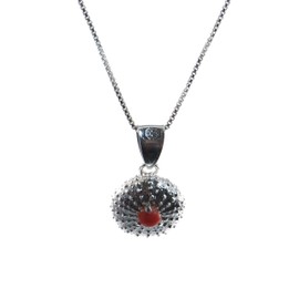 Marrocu Gioielli Coral Sea Urchin Necklace Silver, coral, No Gemstone